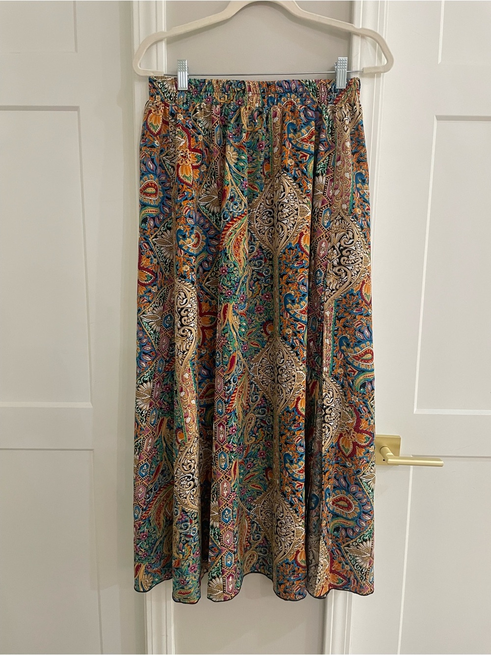 Multicolor Paisley Maxi Skirt with Side Slit
